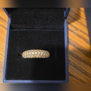 Swarovski Elegant Gold MAEVA Women's Ring, Elegant, All Crystals, Sz 52 Med